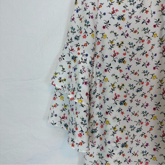 Gap White Floral Blouse with mid length ruffle sleeves Size XS - Picture 4 of 7